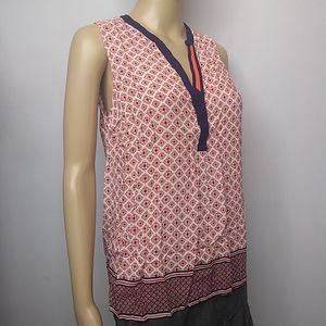 Lila Rose Sleeveless Blouse Semi Sheer Print